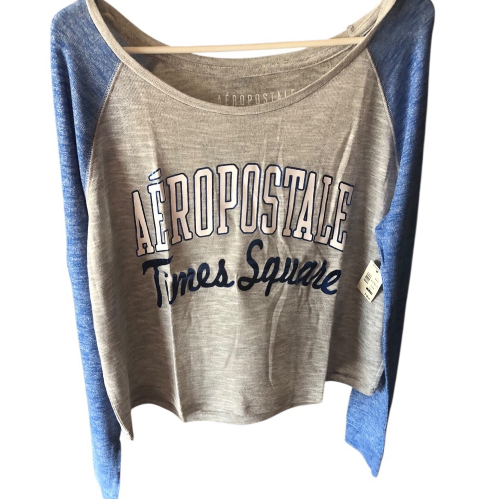Aeropostale “Times Square” Long Sleeve Top XL Gray and Blue